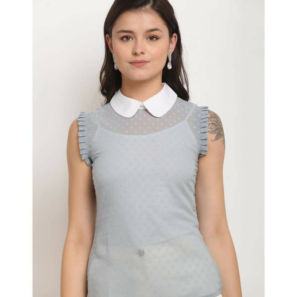 Aastha Fashion Women's Grey Georgette Solid Casual Top - Distacart
