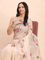 Thumbnail for Astita Linen Cotton Peach Saree