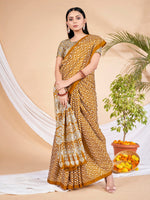 Thumbnail for NOZ2TOZ Women's Dola Silk Mustard Printed Designer Saree With Blouse Piece - Distacart