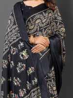 Thumbnail for NOZ2TOZ Women's Dola Silk Black Printed Designer Saree With Blouse Piece - Distacart
