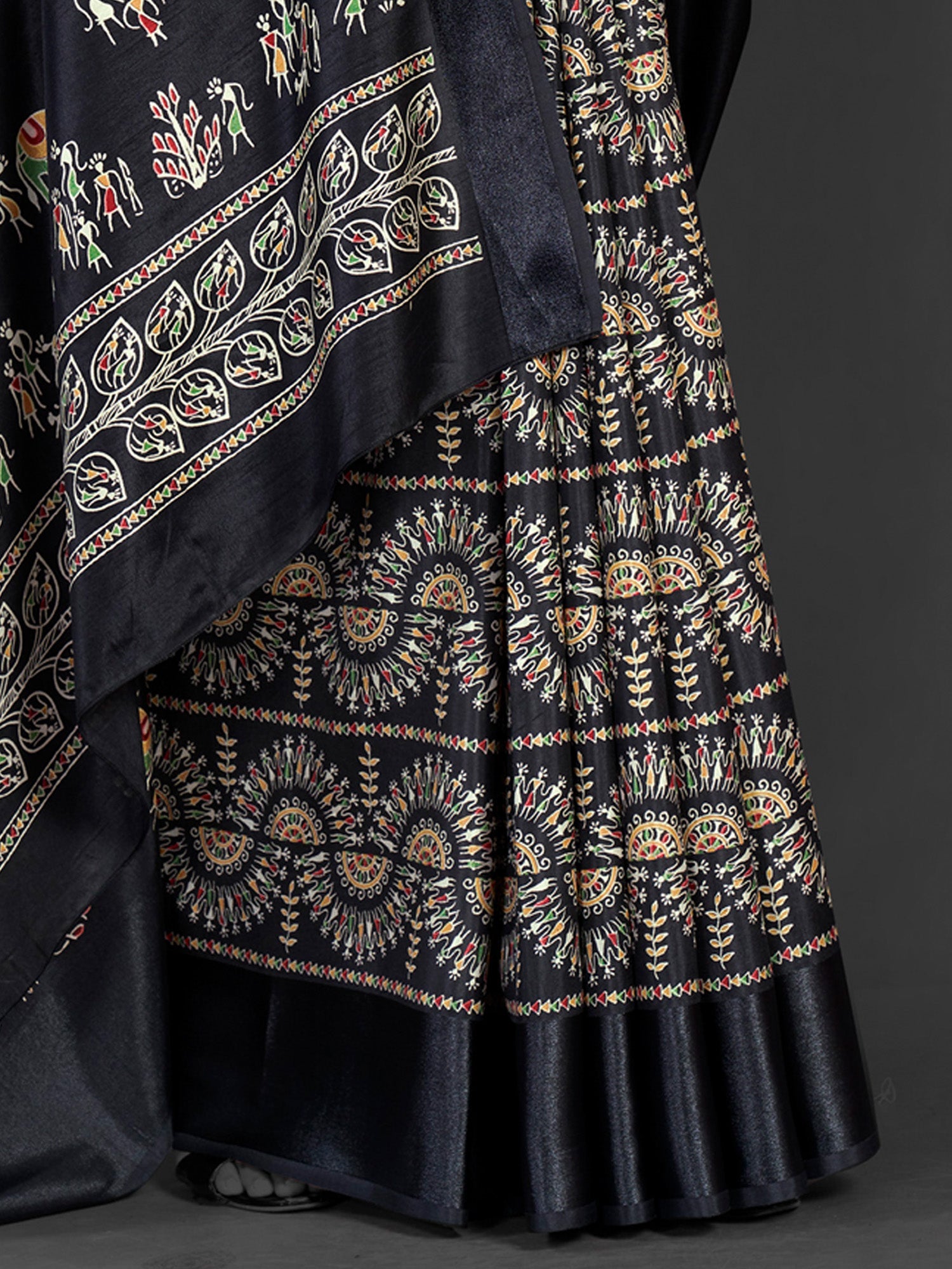 NOZ2TOZ Women's Dola Silk Black Printed Designer Saree With Blouse Piece - Distacart