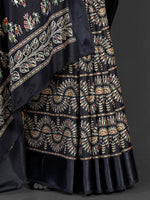 Thumbnail for NOZ2TOZ Women's Dola Silk Black Printed Designer Saree With Blouse Piece - Distacart