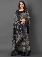 Thumbnail for NOZ2TOZ Women's Dola Silk Black Printed Designer Saree With Blouse Piece - Distacart