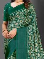 Thumbnail for NOZ2TOZ Women's Dola Silk Green Printed Designer Saree With Blouse Piece - Distacart