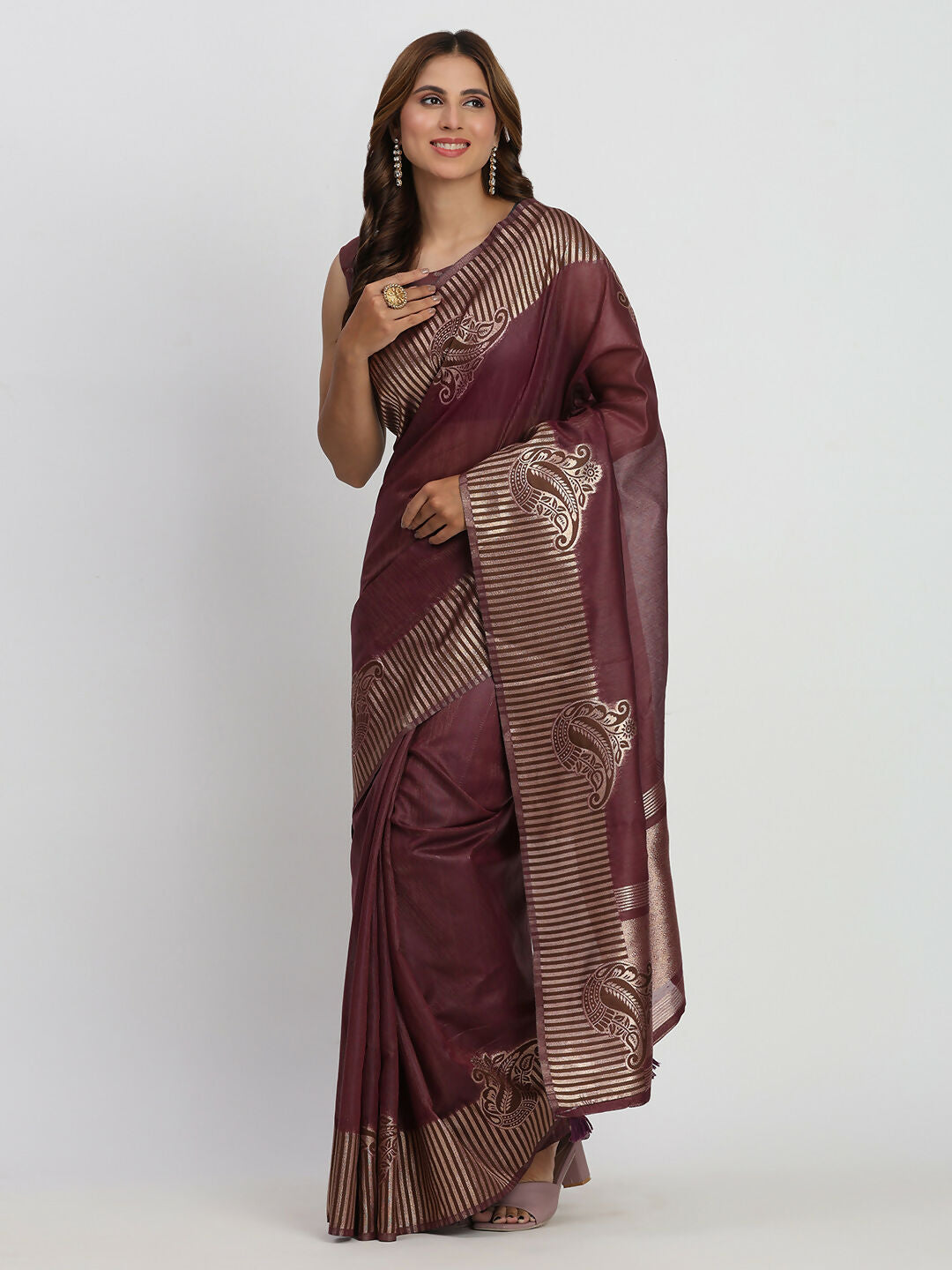 Astita Linen Cotton Purple Saree