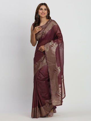 Astita Linen Cotton Purple Saree