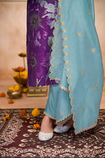 Thumbnail for BulBul Shehnaaz Purple Hand Work Kurta Set with Dupatta