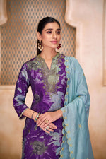 Thumbnail for BulBul Shehnaaz Purple Hand Work Kurta Set with Dupatta
