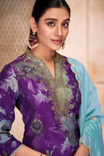 Thumbnail for BulBul Shehnaaz Purple Hand Work Kurta Set with Dupatta