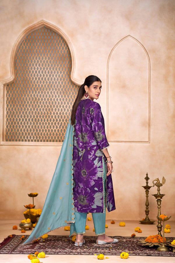 BulBul Shehnaaz Purple Hand Work Kurta Set with Dupatta