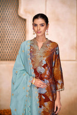 Thumbnail for BulBul Shehnaaz Rust Hand Work Kurta Set With Dupatta