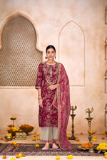 Thumbnail for BulBul Shehnaaz Maroon Hand Work Kurta Set With Dupatta