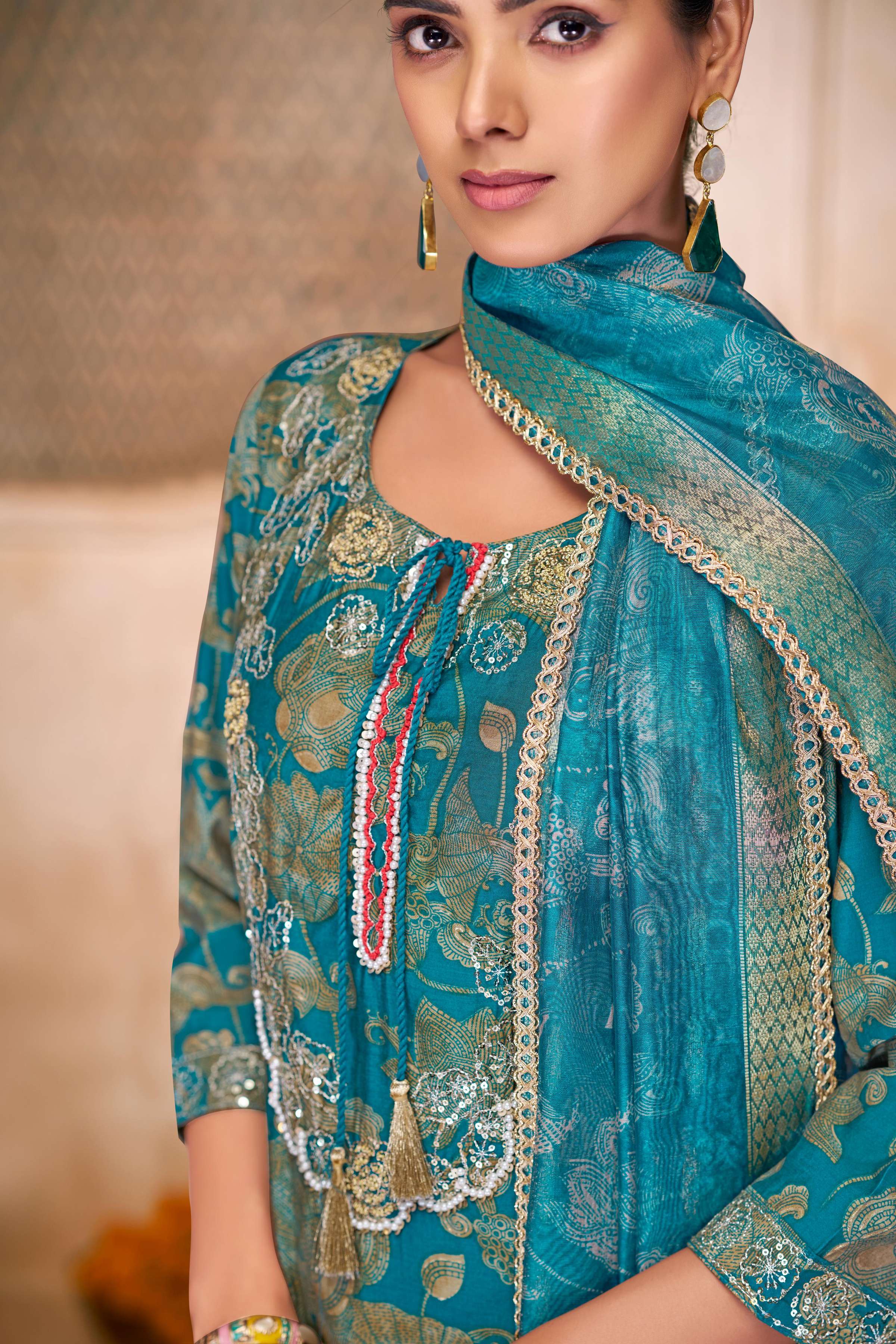 BulBul Shehnaaz Rama Hand Work Kurta Set with Dupatta