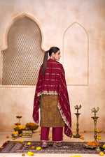 Thumbnail for BulBul Shehnaaz Brown Kurta Set with Dupatta