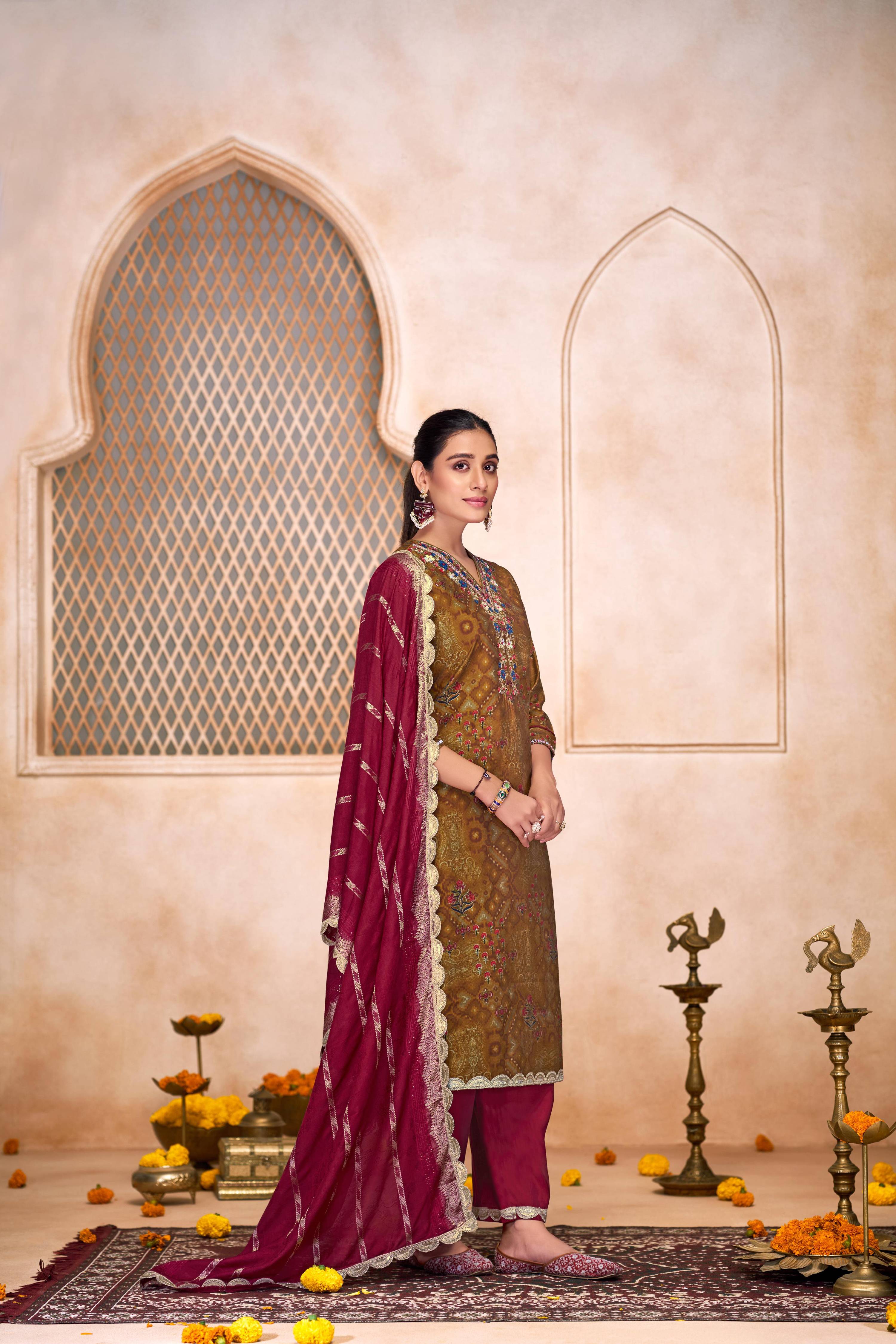 BulBul Shehnaaz Brown Kurta Set with Dupatta