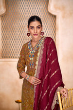 Thumbnail for BulBul Shehnaaz Brown Kurta Set with Dupatta