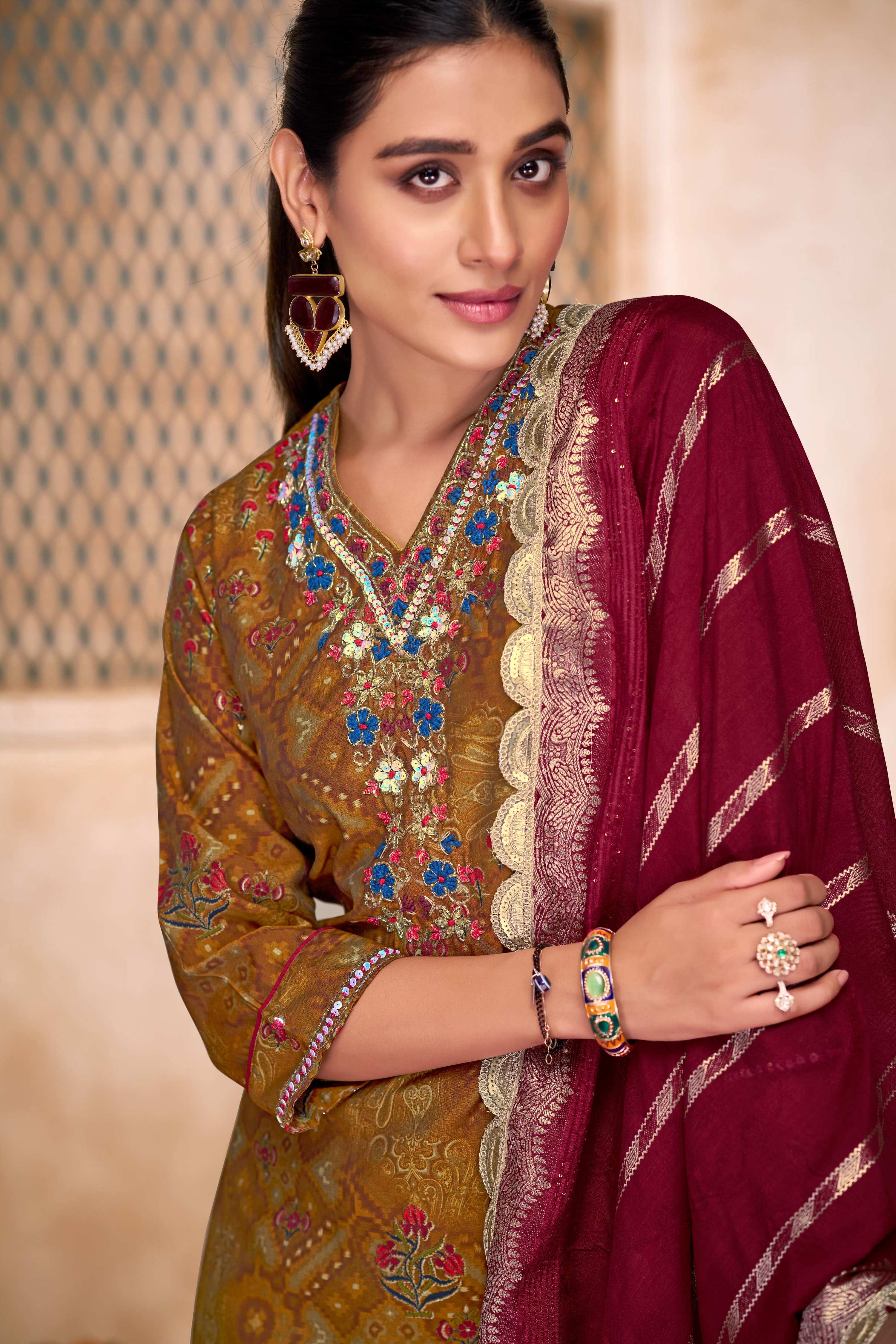 BulBul Shehnaaz Brown Kurta Set with Dupatta