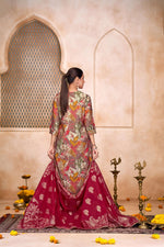 Thumbnail for BulBul Shehnaaz Brown Floral Leaf Printed Kurta Set With Dupatta