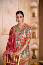 Thumbnail for BulBul Shehnaaz Brown Floral Leaf Printed Kurta Set With Dupatta