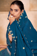 Thumbnail for BulBul Shehnaaz Blue Embroidered Kurta Set with Dupatta