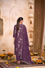 Thumbnail for BulBul Shehnaaz Purple Embroiderd Kurta Set With Dupatta