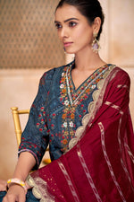 Thumbnail for BulBul Shehnaaz Navy Kurta Set with Dupatta