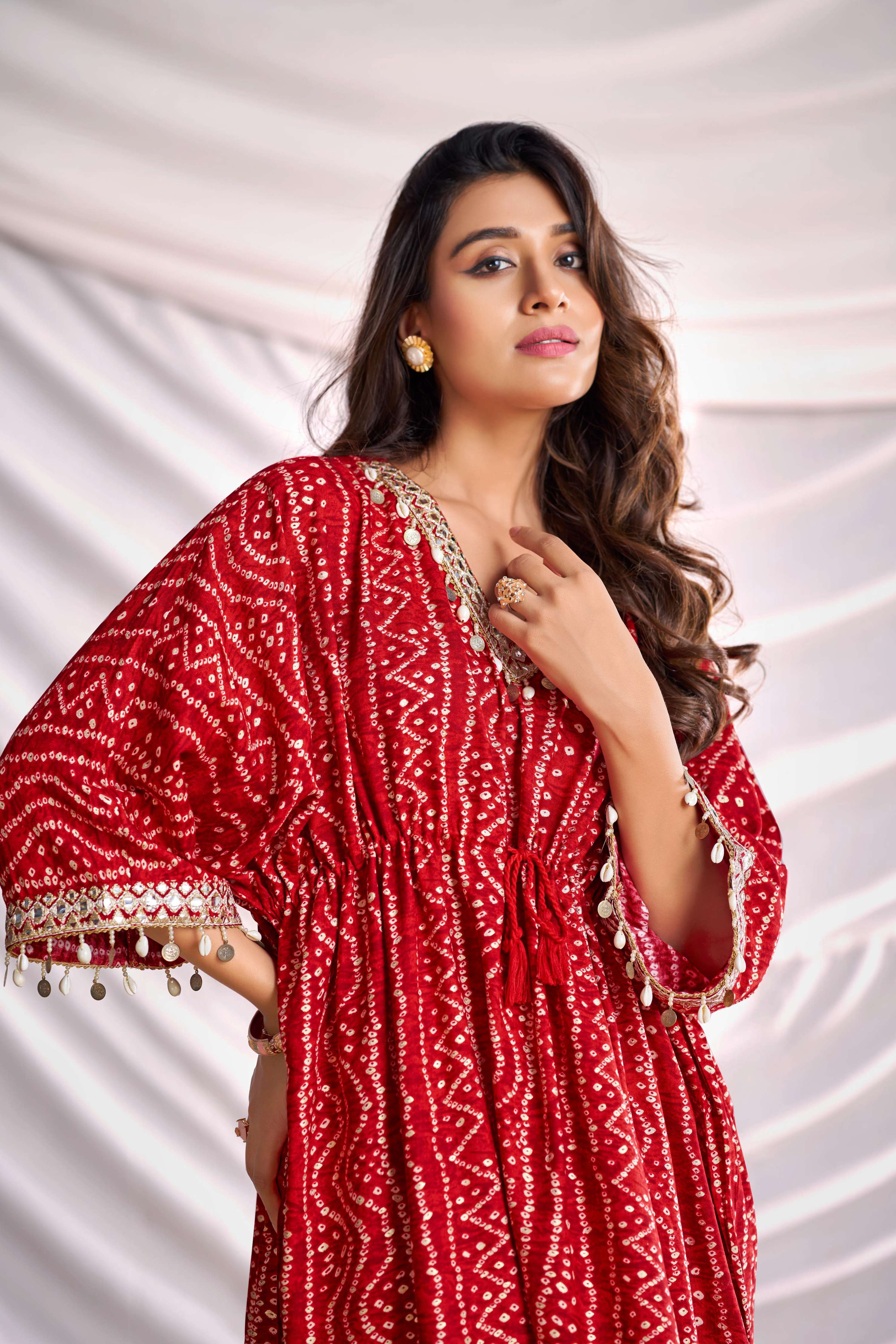 BulBul Women Red Bandhani Printed Co-ord Set