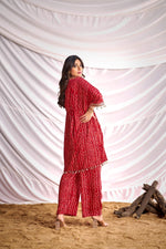 Thumbnail for BulBul Women Red Bandhani Printed Co-ord Set