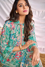 Thumbnail for BulBul Women Aqua Green Abstract Printed Co-ord Set