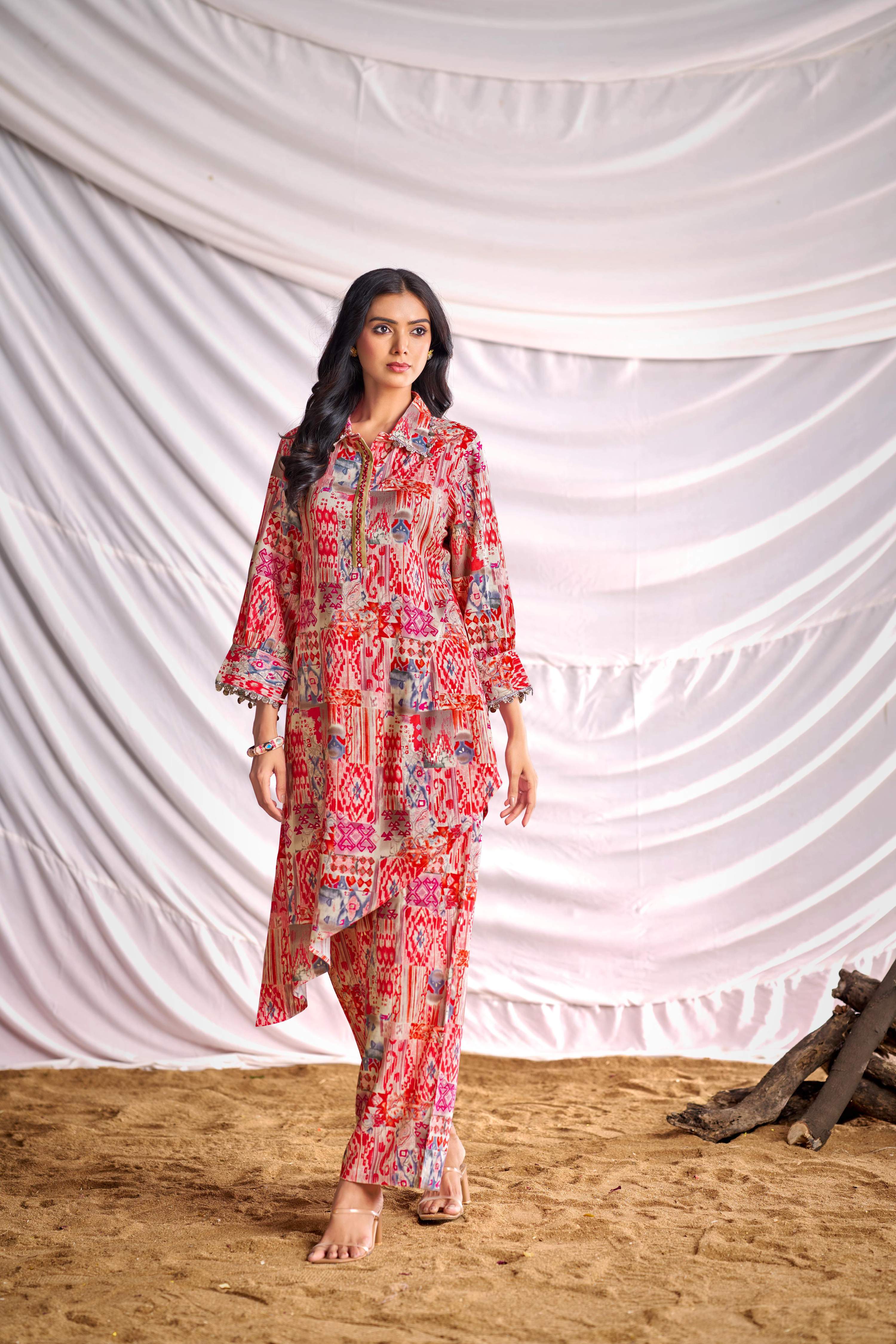 BulBul Women Orange Abstract Printed Co-ord Set