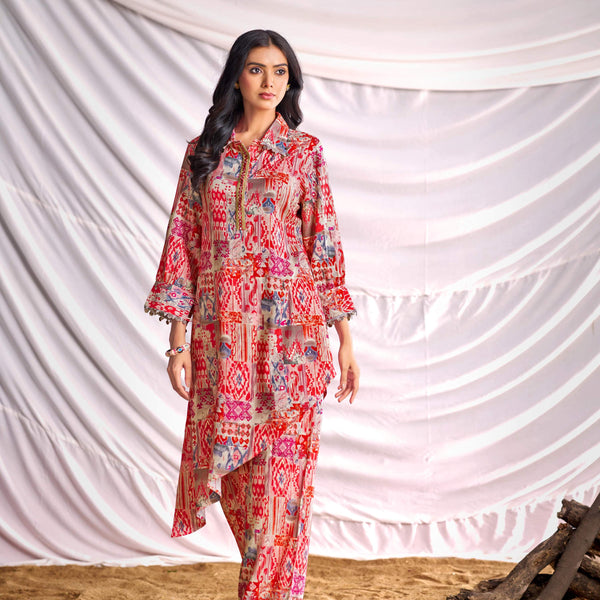 BulBul Women Orange Abstract Printed Co-ord Set