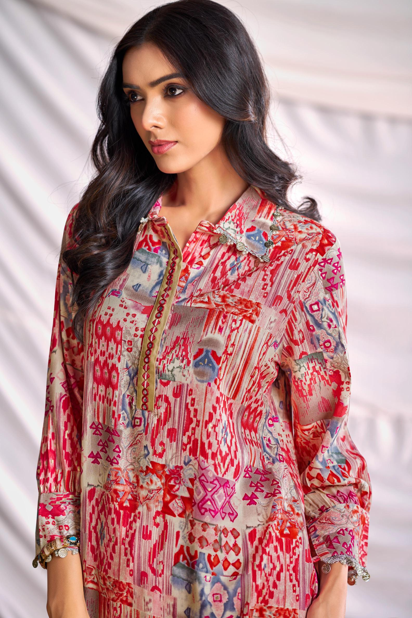 BulBul Women Orange Abstract Printed Co-ord Set