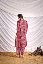 Thumbnail for BulBul Women Red and Cream Mixed Pattern Digital Printed Co-ord Set
