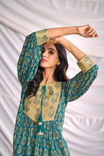Thumbnail for BulBul Women Blue Embroidered Paisley Printed Co-ord Set