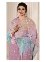 Thumbnail for Anaita Purple Moonga Silk Stitched Suit with Embroidery Sequence Work - Distacart