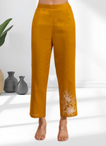 Thumbnail for Joban Fashion Mustard Cotton, Linen Embroidered Readymade Cord Set - Distacart