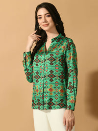 Thumbnail for Myshka Women's Multi Satin Printed Smart Shirt - Distacart