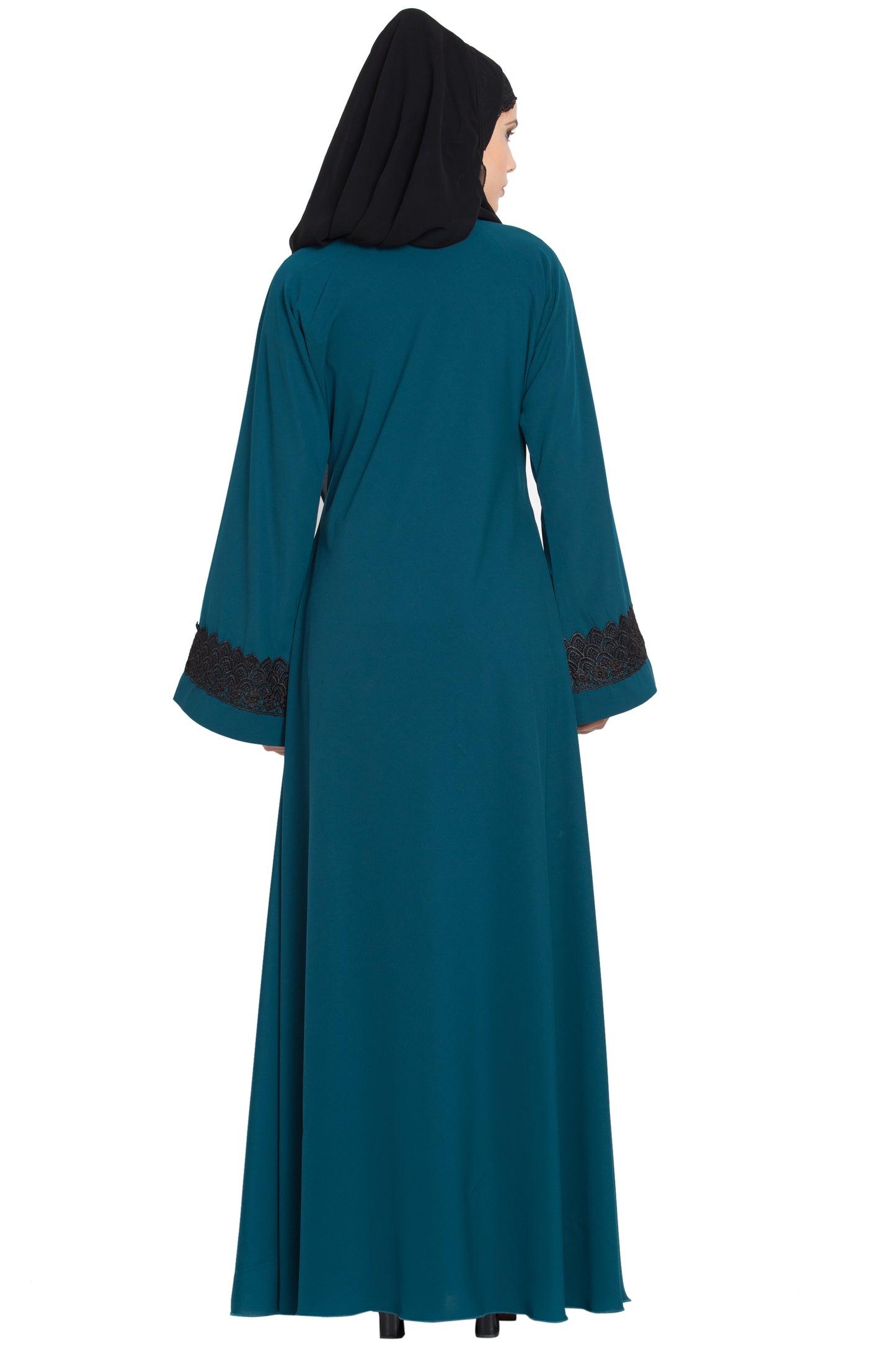 Bashariya Umbrella Flare Abaya With Lacework On Sleeves - Distacart