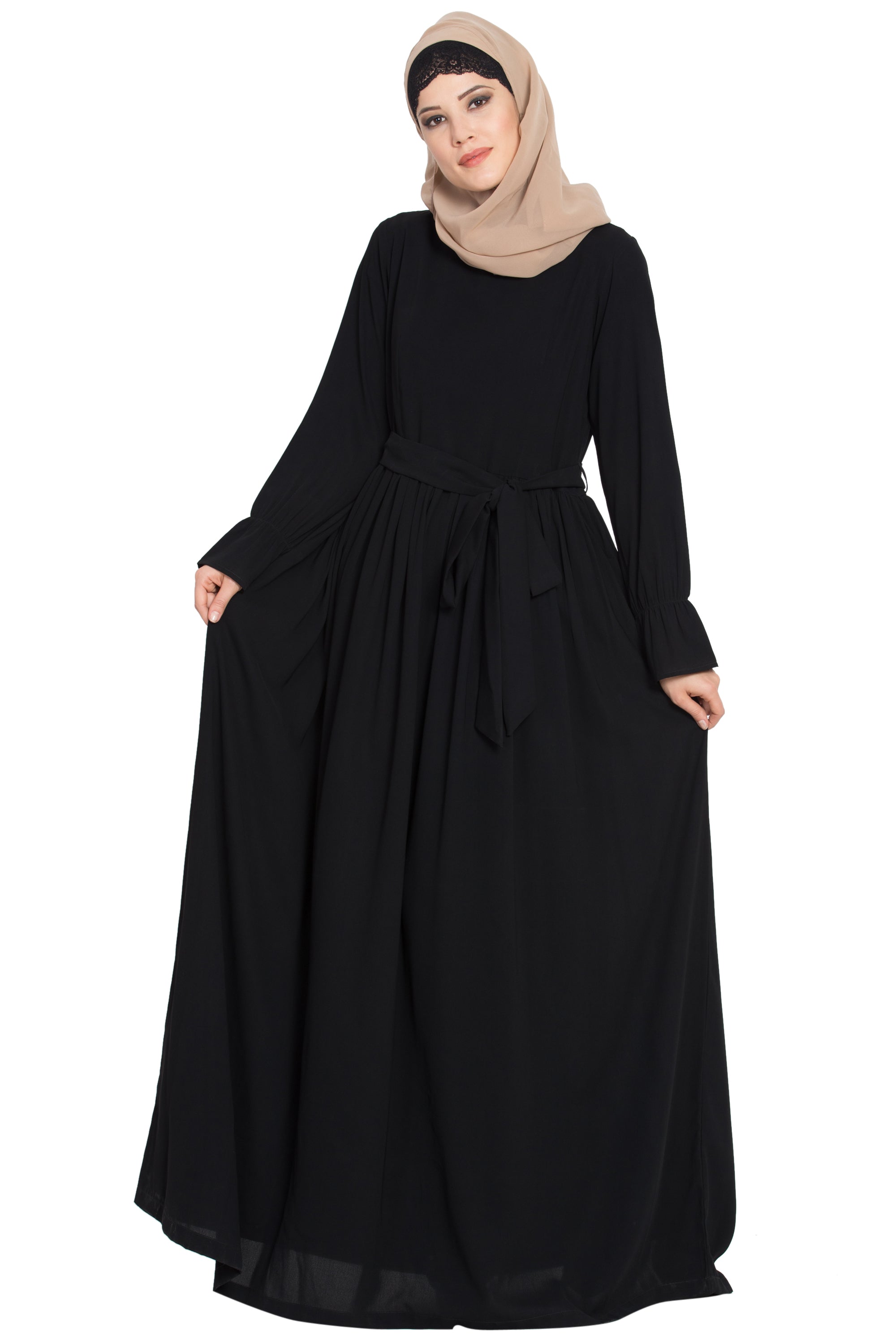 Bashariya Abaya Dress With Double Layers Of Bell Sleeves