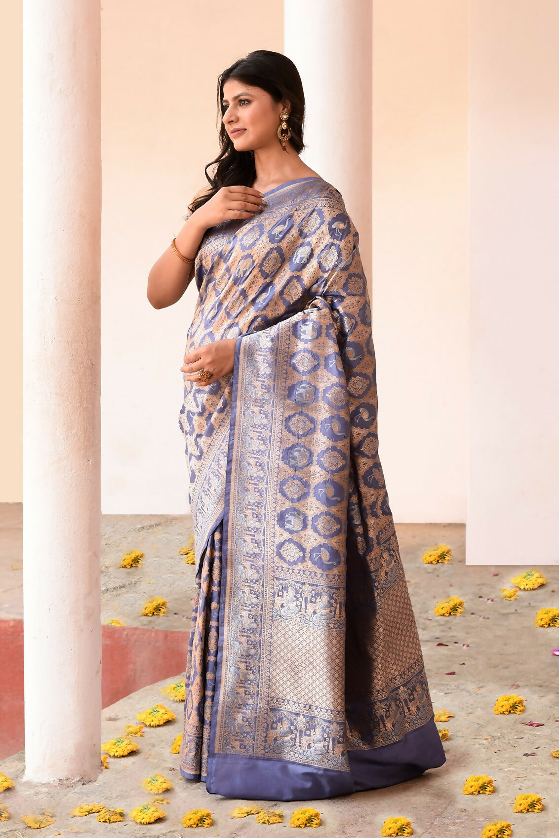 Joban Fashion Lavender Pure Katan Pure Handloom Banarasi Silk Saree