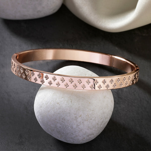 NVR Men's Rose Gold Stainless Steel Kada Bracelet - Distacart