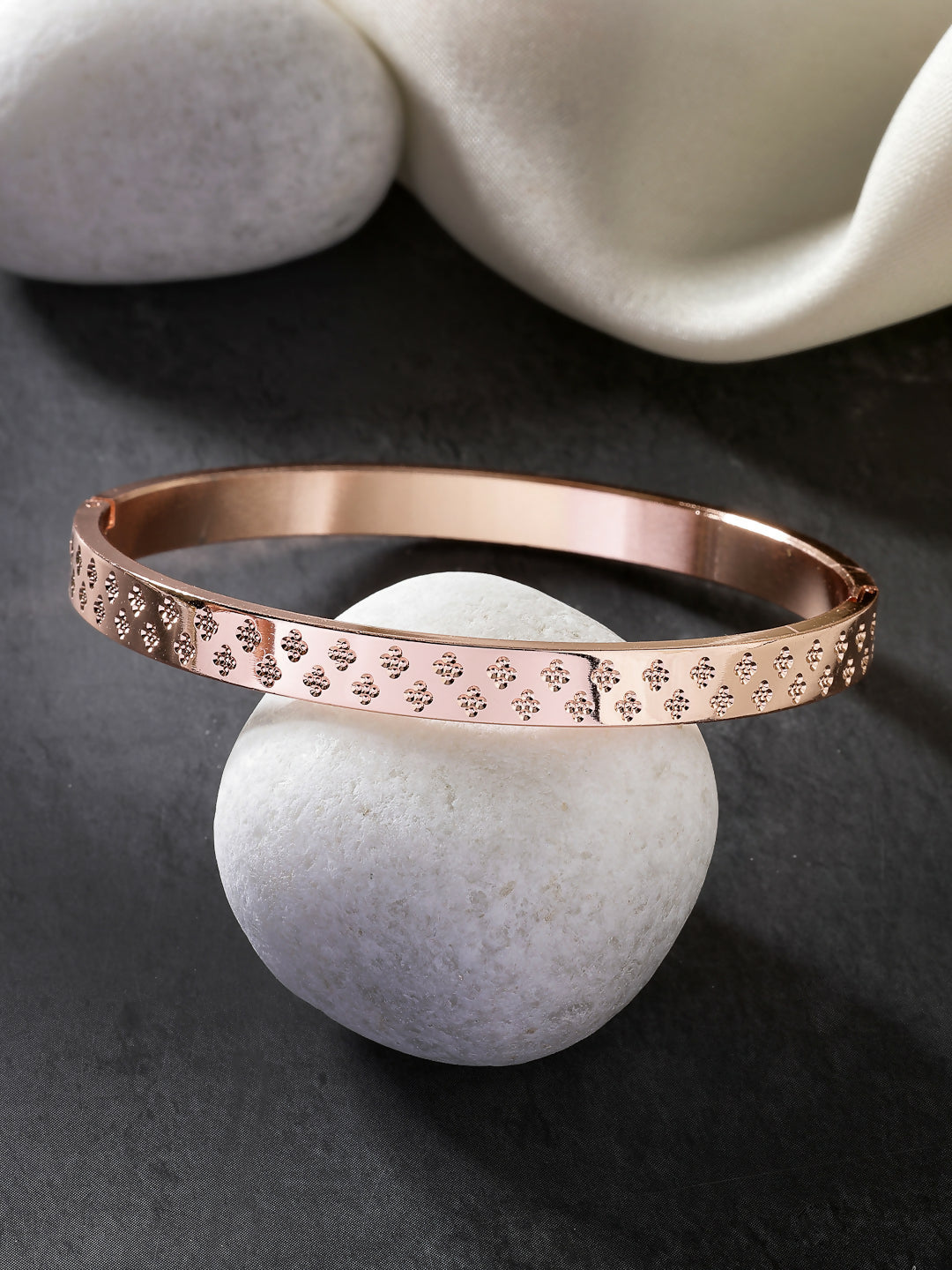 NVR Men's Rose Gold Stainless Steel Kada Bracelet - Distacart