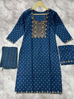 Thumbnail for Jyoti Fashion Women's Morpich 14KG Rayon Foil Print with Embroidery Kurta Set - Distacart