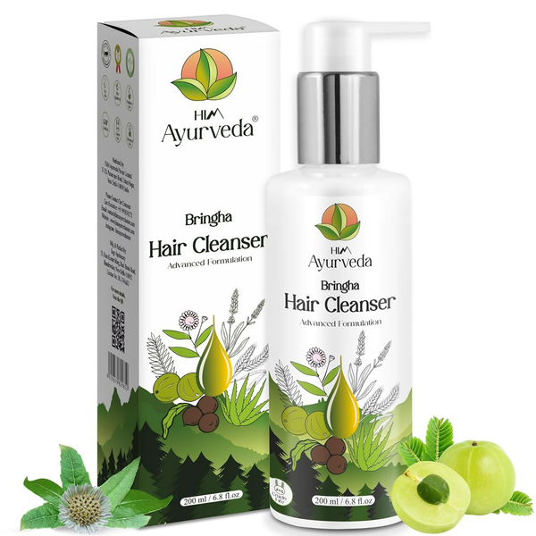 Him Ayurveda Green Tea Bringha Hair Cleanser Ayurvedic Shampoo For Hair Growth & Hair Fall Control