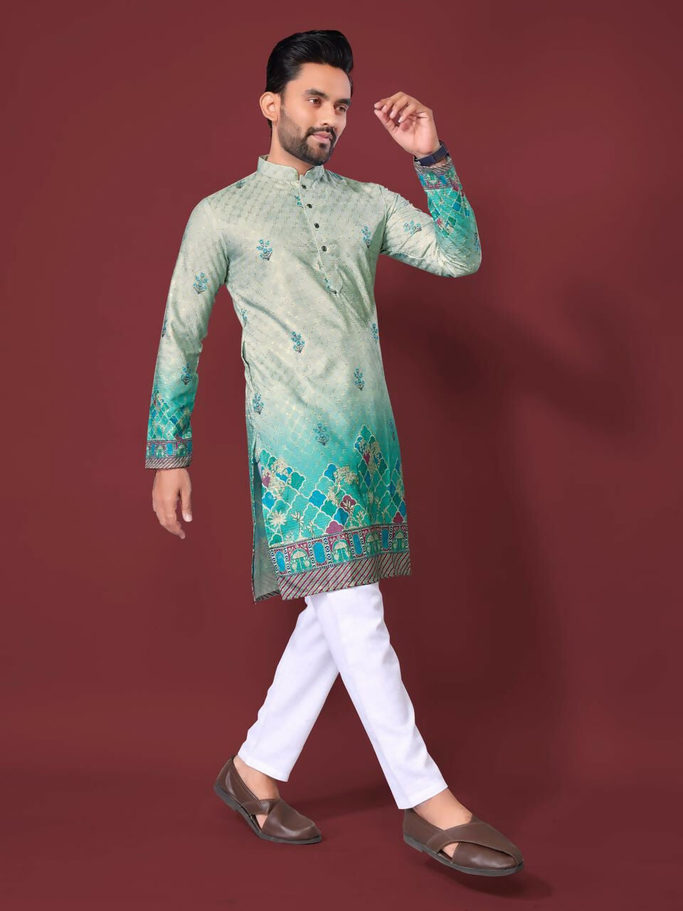 Anaita Light Green Multi Colour Kurta - Distacart
