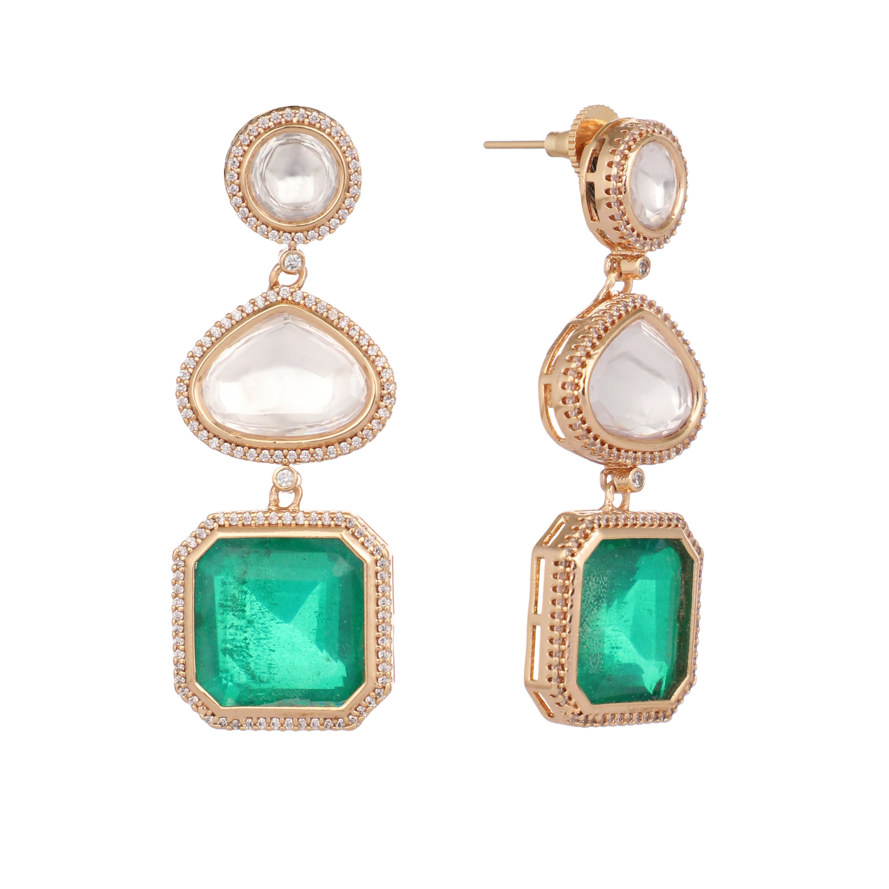 Nuyug Emerald Drop Anti Tarnish Sparkle Earrings