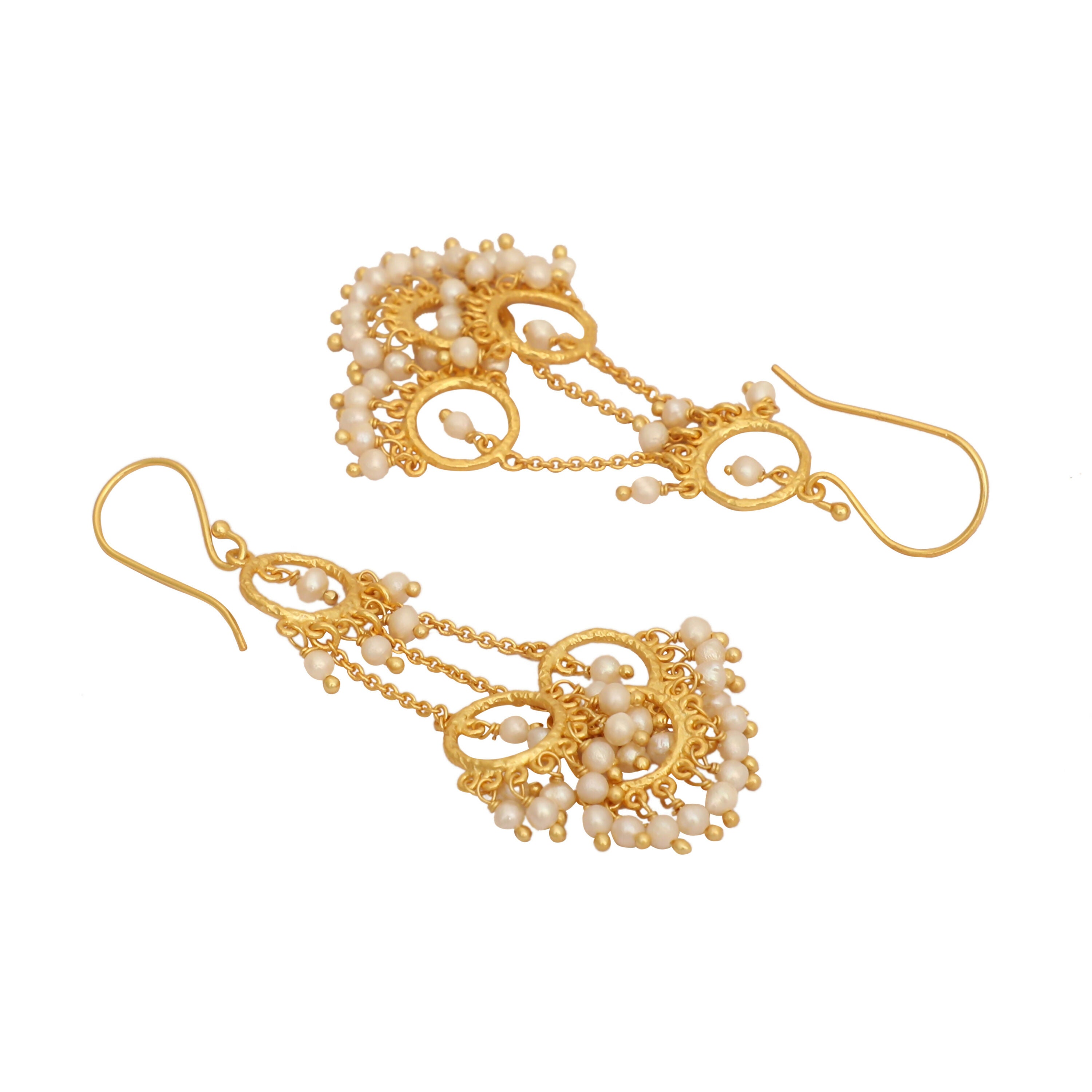 Nuyug 18k Golden Ring Pearl Drops Anti Tarnish Earrings