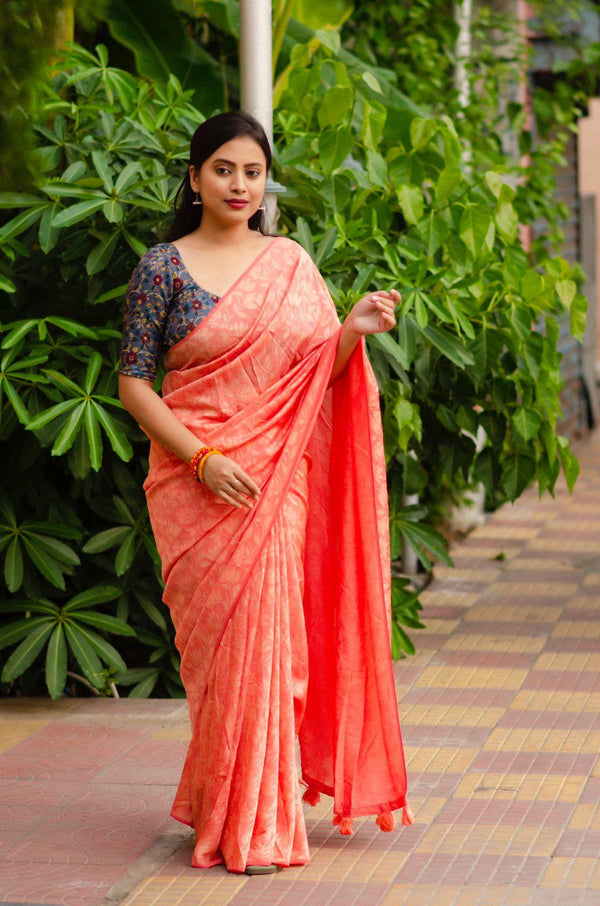 Pink Jute Silk Woven Design Saree with Unstitched Blouse - A2M