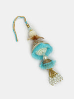 Thumbnail for NVR Women & Men Set of 2 Blue Krishna Pearl Bhaiya Bhabhi Rakhi With Roli Chawal & Chocolate - Distacart