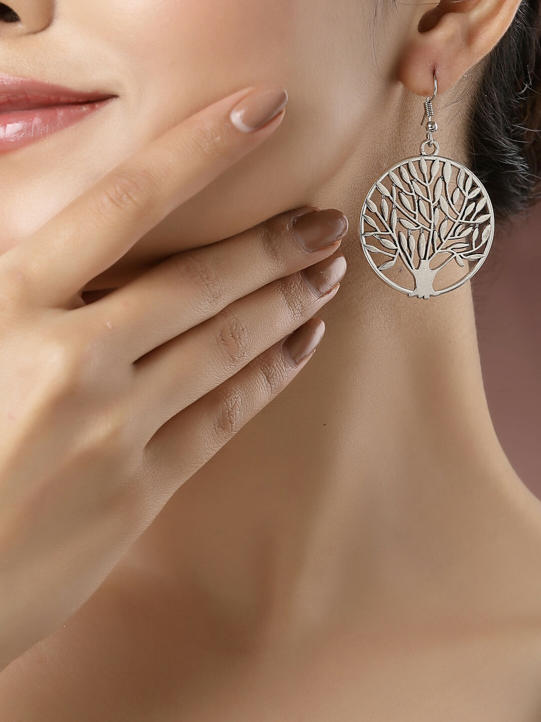 NVR Women's Set of 3 Silver-Toned German Silver Oxidised Dome Shaped Jhumka Earrings - Distacart